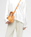 Micro Tote in Almond Ostrich-Effect Leather