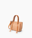 Micro Tote in Almond Ostrich-Effect Leather