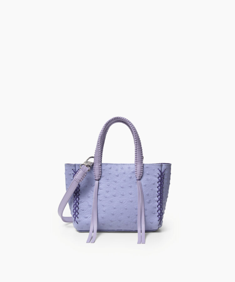 Micro Tote in Lilac Ostrich-Effect Leather