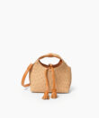 Micro City in Almond Ostrich-Effect Leather