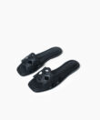 Hera Sandals in Black Grained Leather