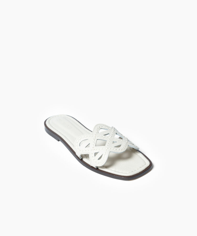 Hera Sandals in Ivory Grained Leather