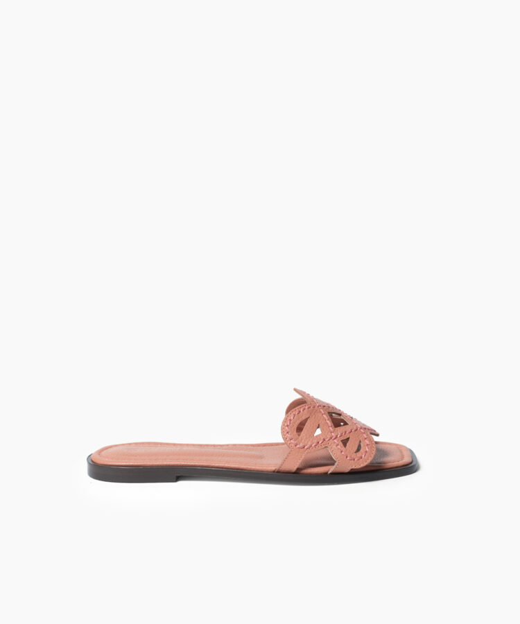 Hera Sandals in Peach Grained Leather