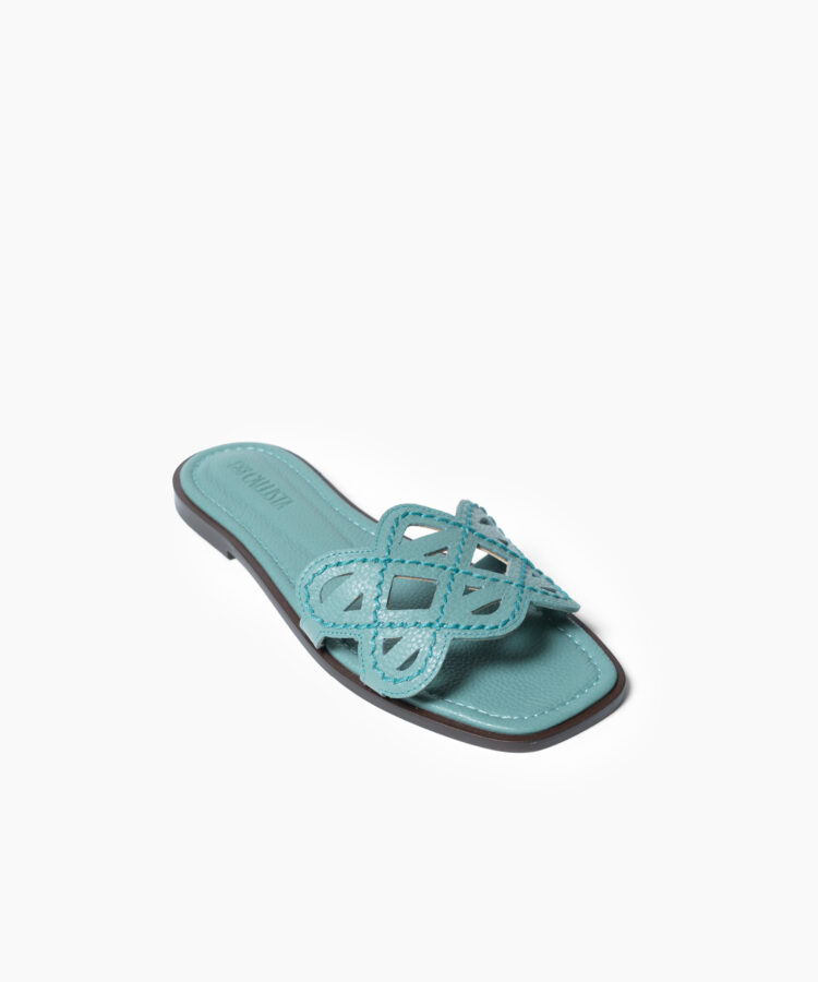 Hera Sandals in Sky Grained Leather