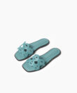 Hera Sandals in Sky Grained Leather