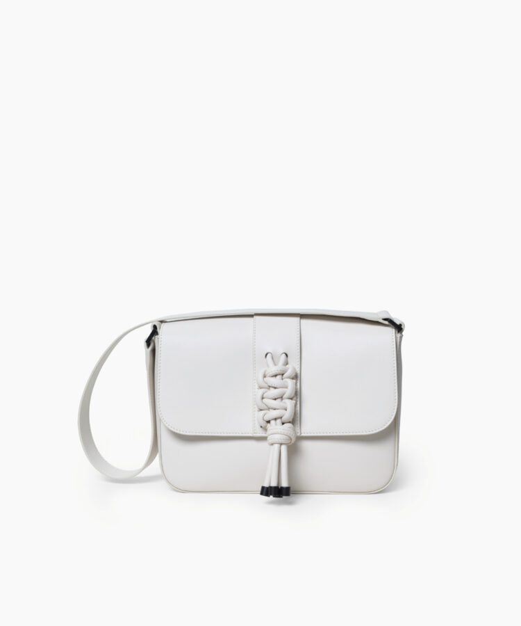 Braided Bag in White Smooth Leather
