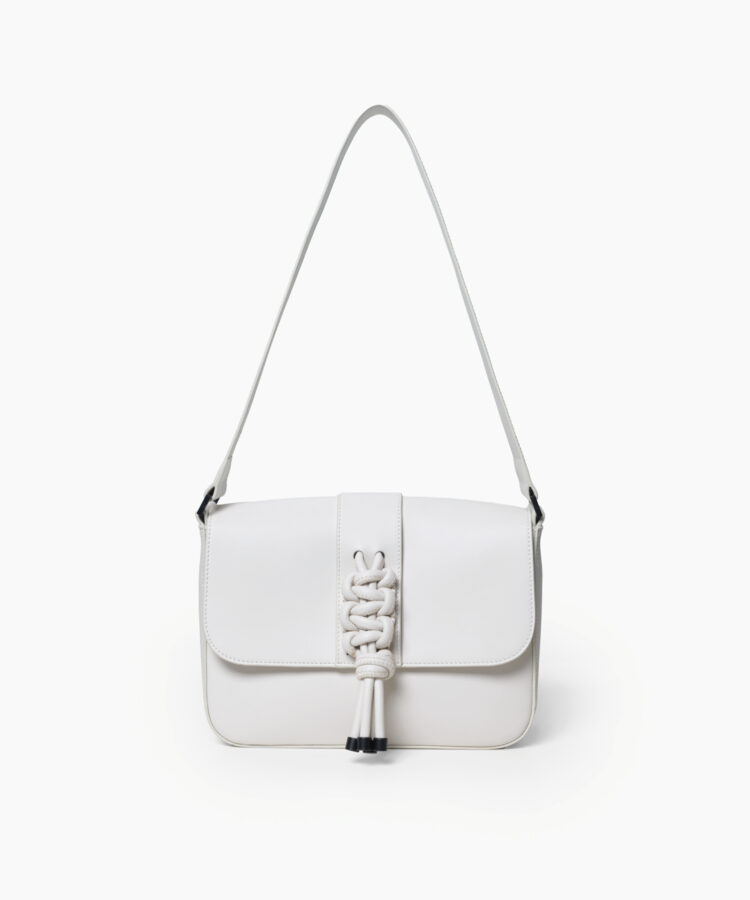 Braided Bag in White Smooth Leather
