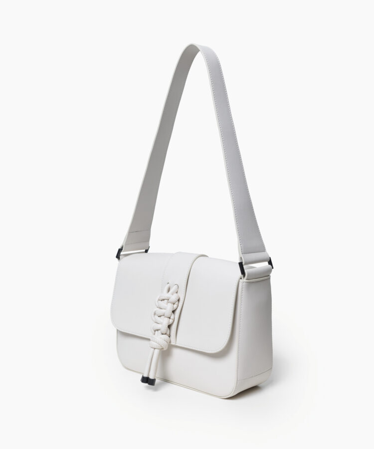 Braided Bag in White Smooth Leather