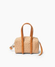 Mini Bowling in Almond Ostrich-Effect Leather
