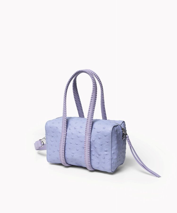 Mini Bowling in Lilac Ostrich-Effect Leather