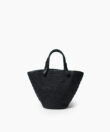 Mini Cassia Bag in Black Leather & Straw