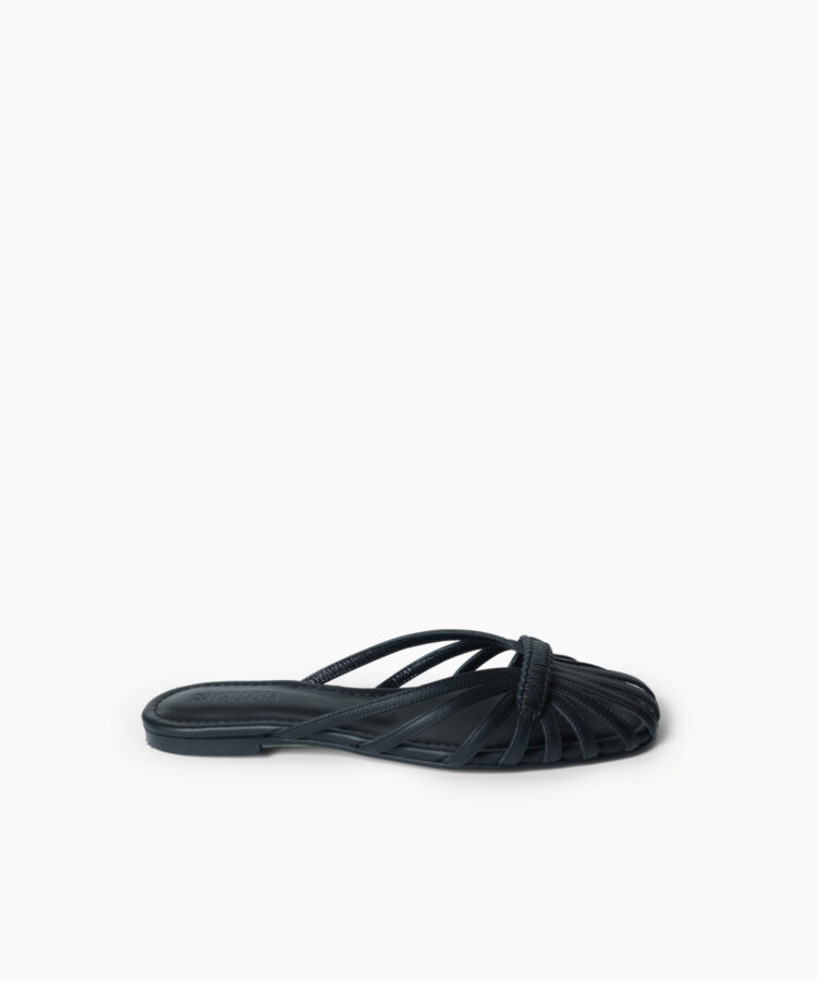 Lydia Sandals in Black Smooth Leather