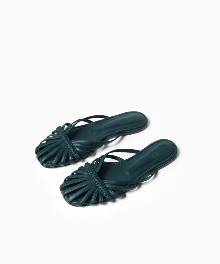 Lydia Sandals in Pine Smooth Leather