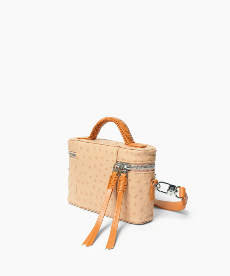 Mini Venus Bag in Almond Ostrich-Effect Leather