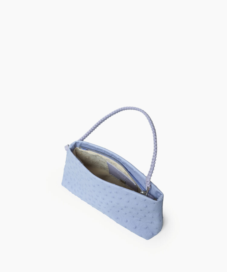 Eva Pochette in Lilac Ostrich-Effect Leather