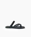 Xenia Sandals in Black Grained Leather