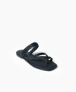 Xenia Sandals in Black Grained Leather
