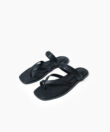 Xenia Sandals in Black Grained Leather