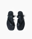Xenia Sandals in Black Grained Leather