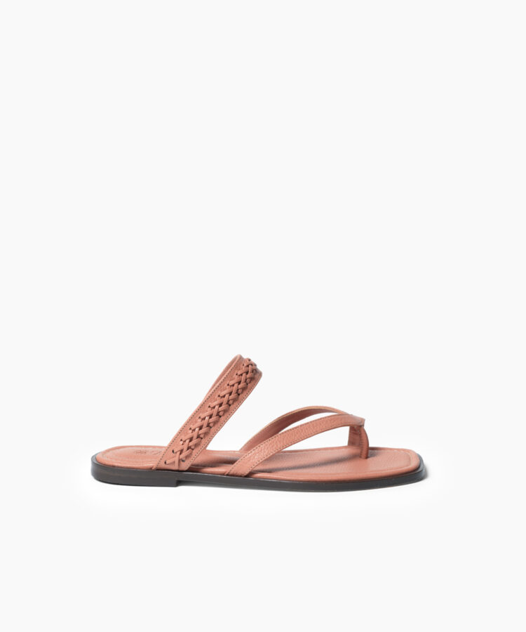 Xenia Sandals in Peach Grained Leather
