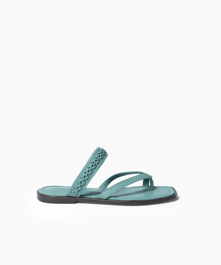 Xenia Sandals in Sky Grained Leather