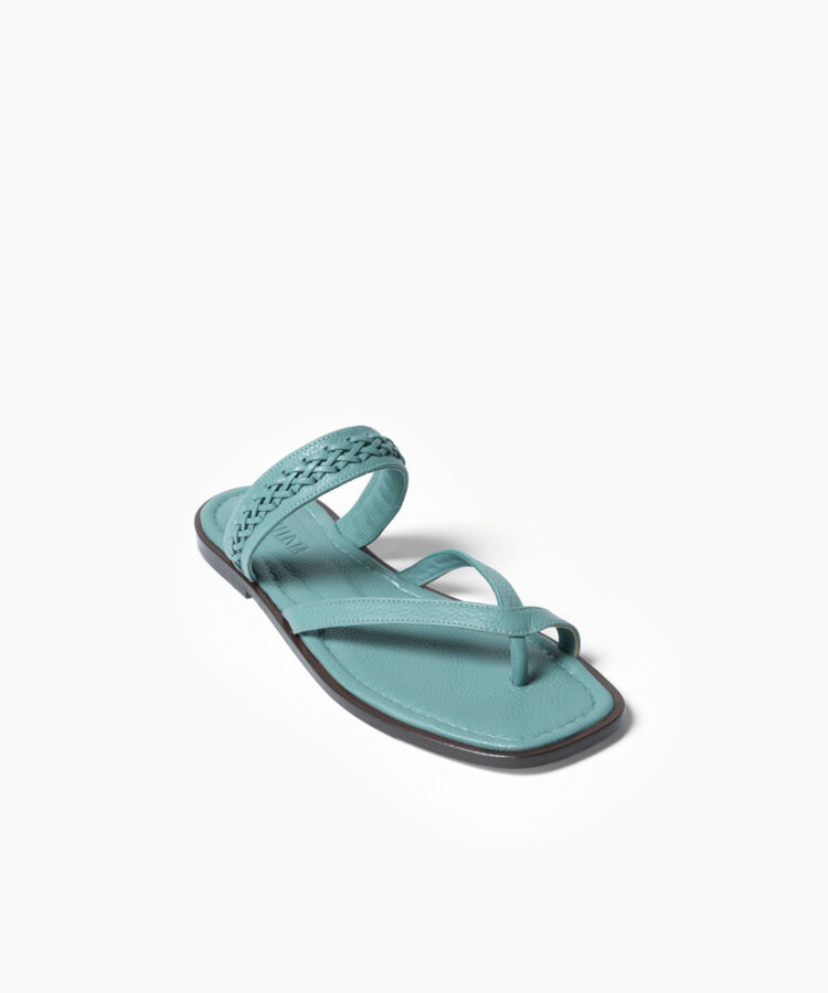 Xenia Sandals in Sky Grained Leather