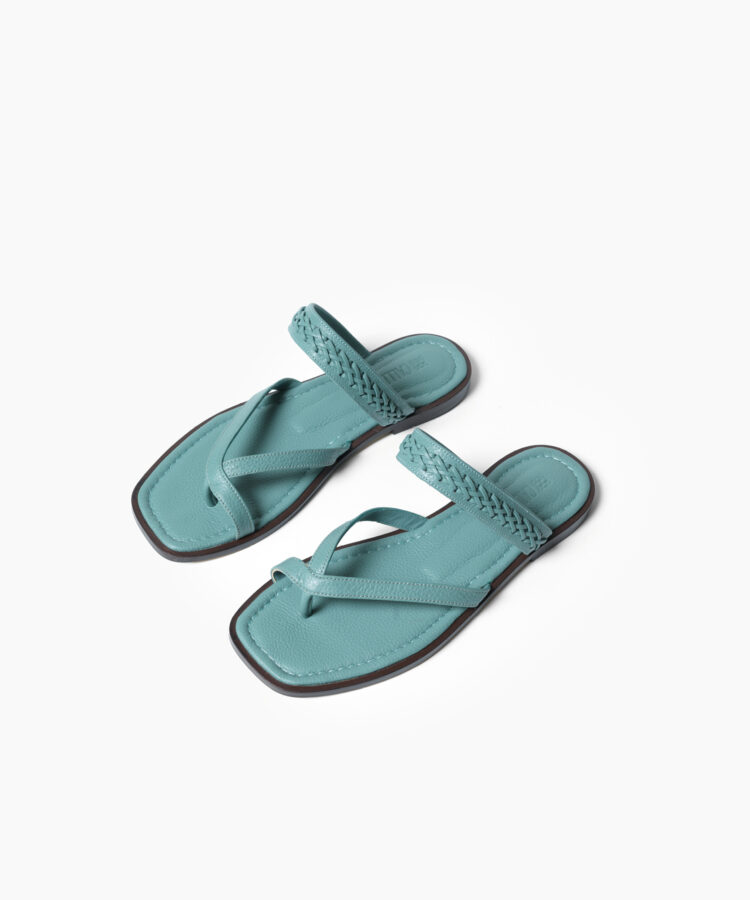 Xenia Sandals in Sky Grained Leather