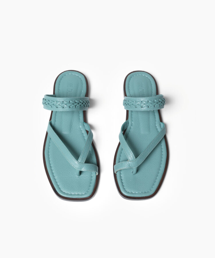 Xenia Sandals in Sky Grained Leather