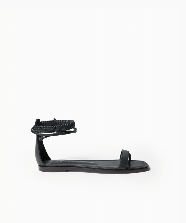 Thea Sandals in Black Smooth Leather