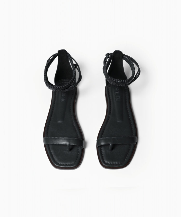 Thea Sandals in Black Smooth Leather