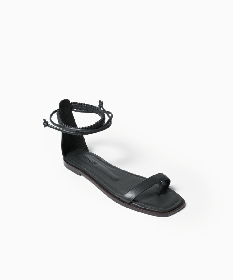 Thea Sandals in Black Smooth Leather