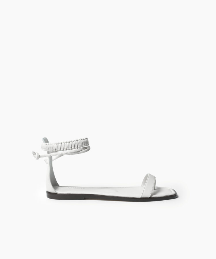 Thea Sandals in White Smooth Leather