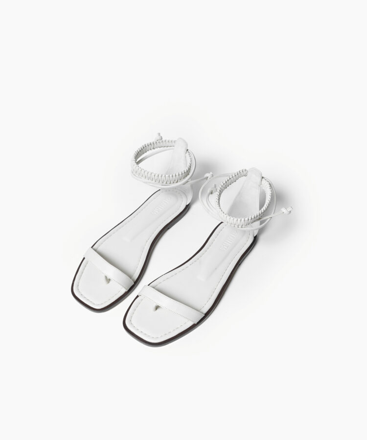 Thea Sandals in White Smooth Leather