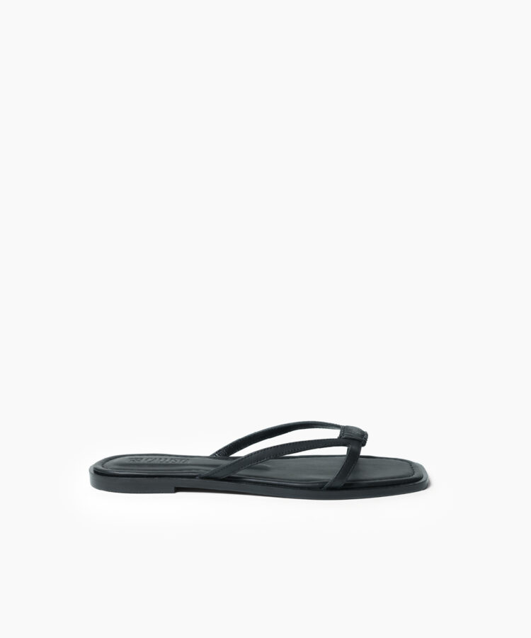 Alea Sandals in Black Smooth Leather