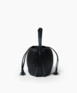 Woven Lea Bag in Black Leather