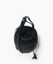Woven Lea Bag in Black Leather