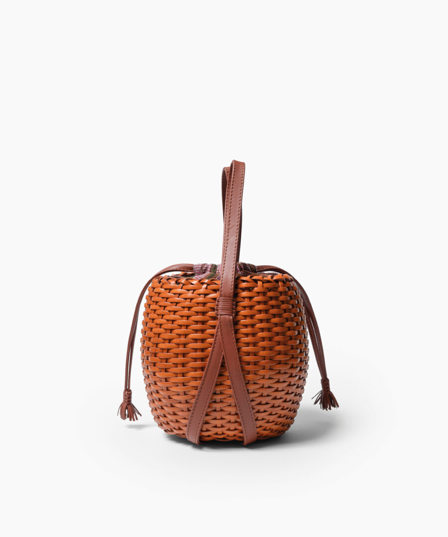 Woven Lea Bag in Orange Leather