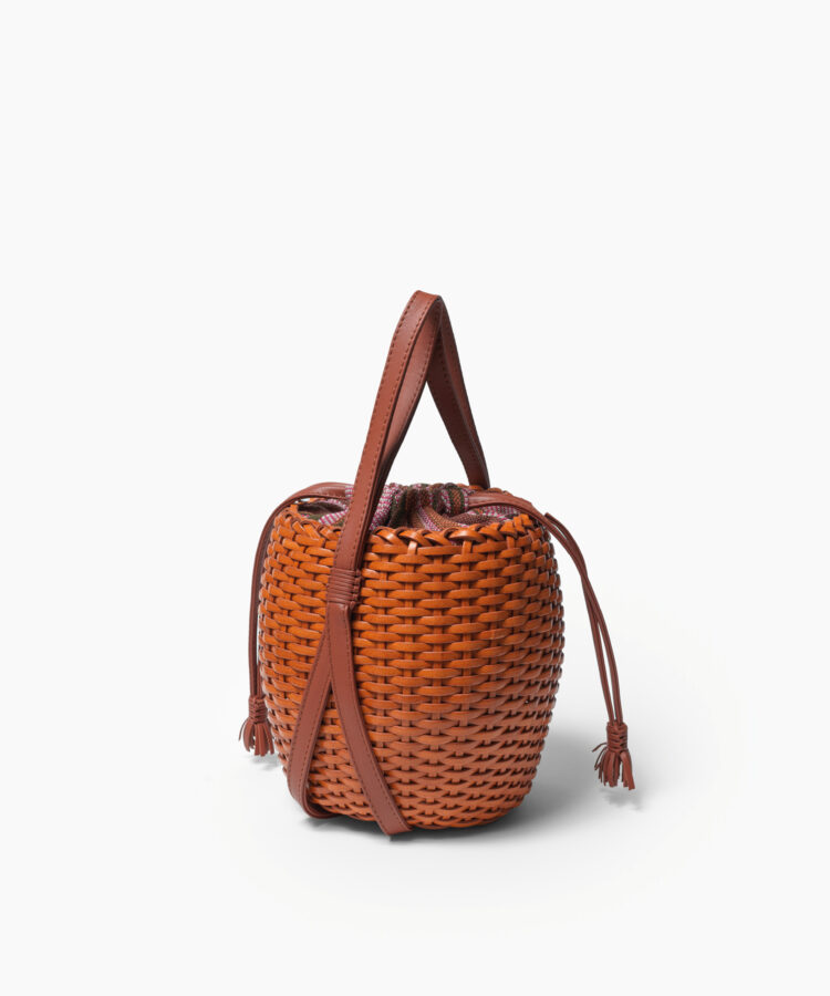 Woven Lea Bag in Orange Leather