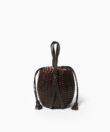 Woven Lea Bag in Brown Leather