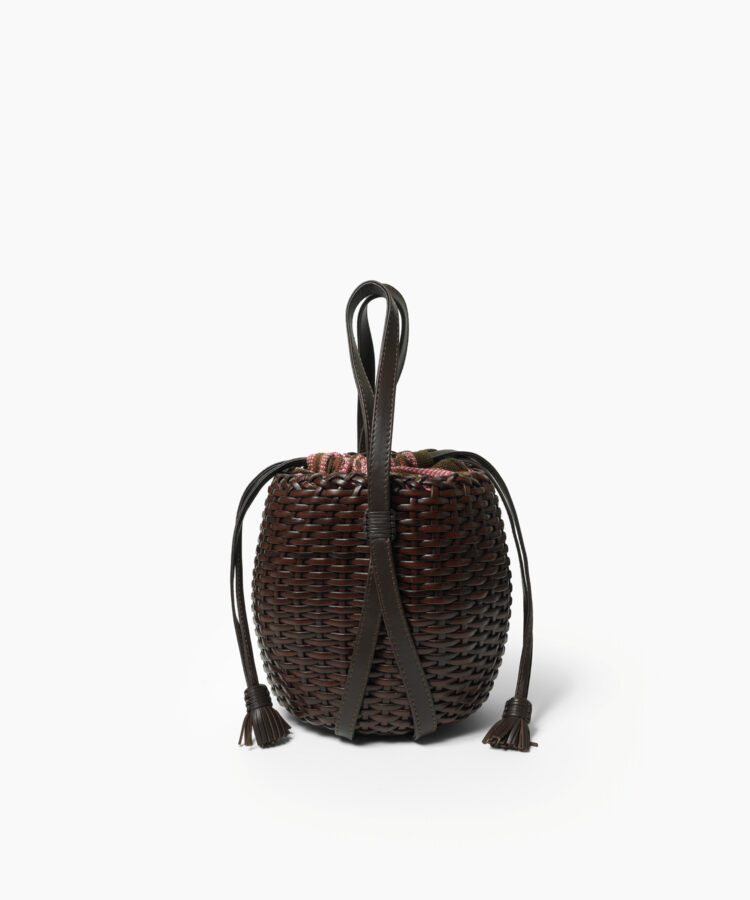 Woven Lea Bag in Brown Leather