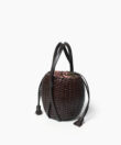 Woven Lea Bag in Brown Leather