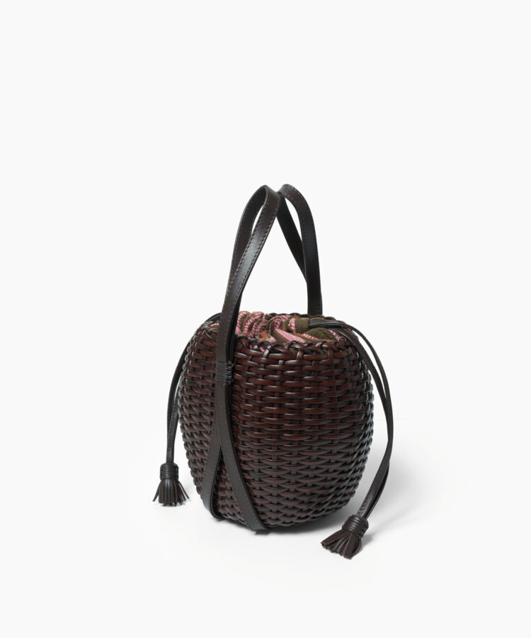 Woven Lea Bag in Brown Leather