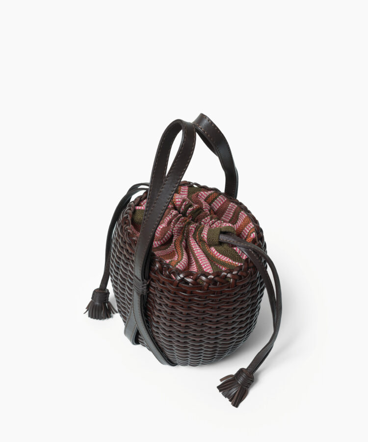 Woven Lea Bag in Brown Leather