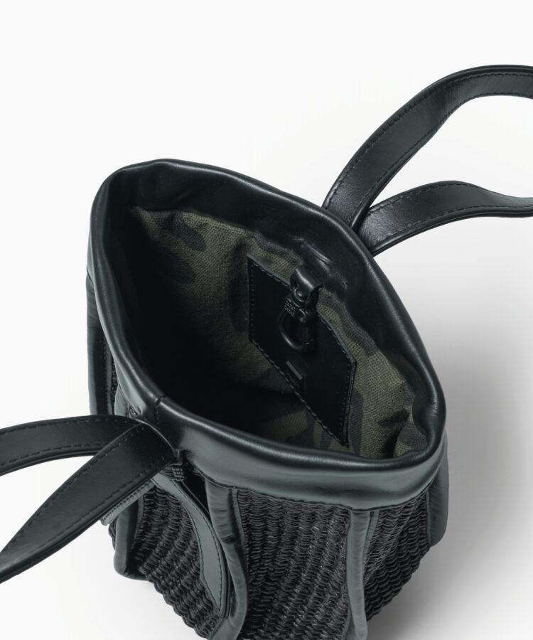 Μini Leto Bag Black Leather & Straw