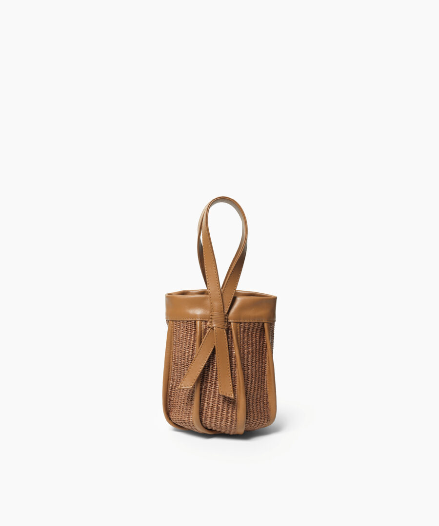 Μini Leto Bag Caramel Leather & Straw