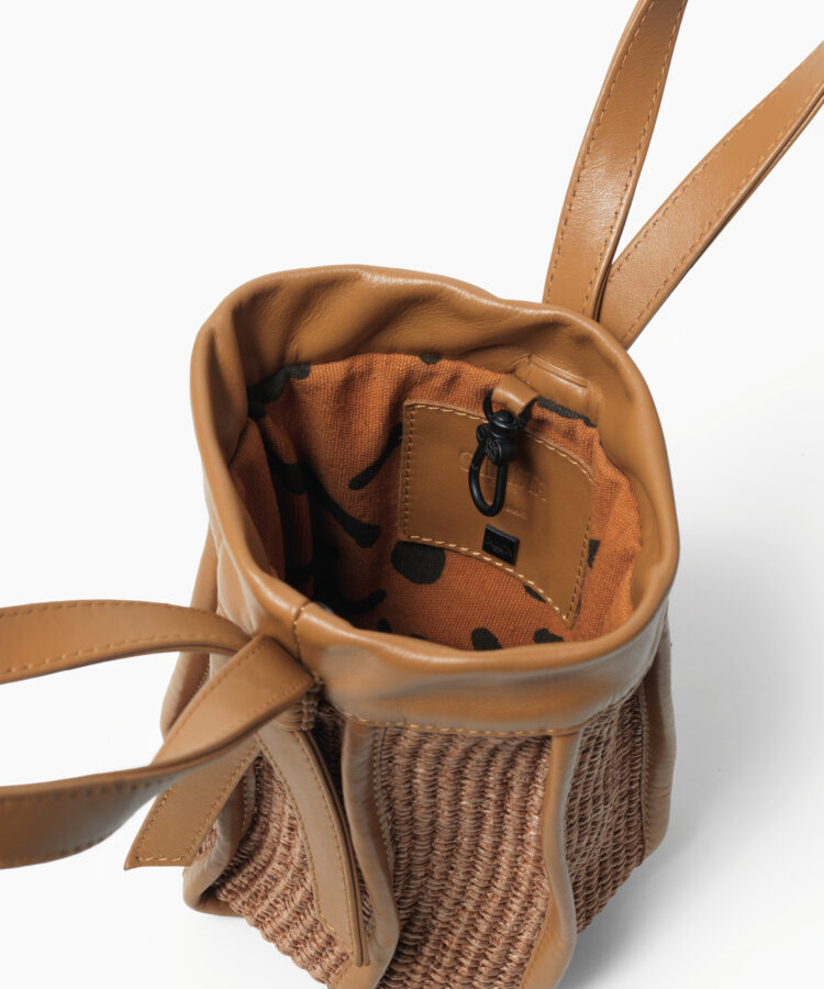 Μini Leto Bag Caramel Leather & Straw