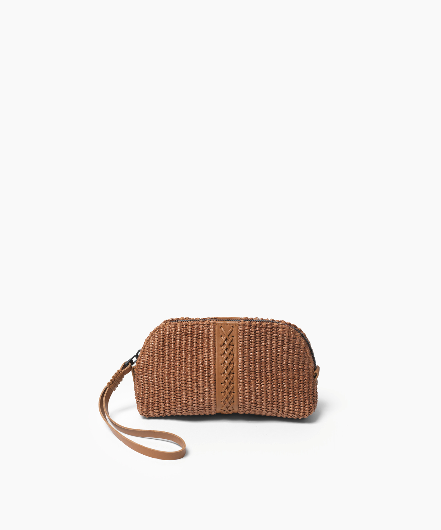 Vanity Case in Caramel Leather & Straw