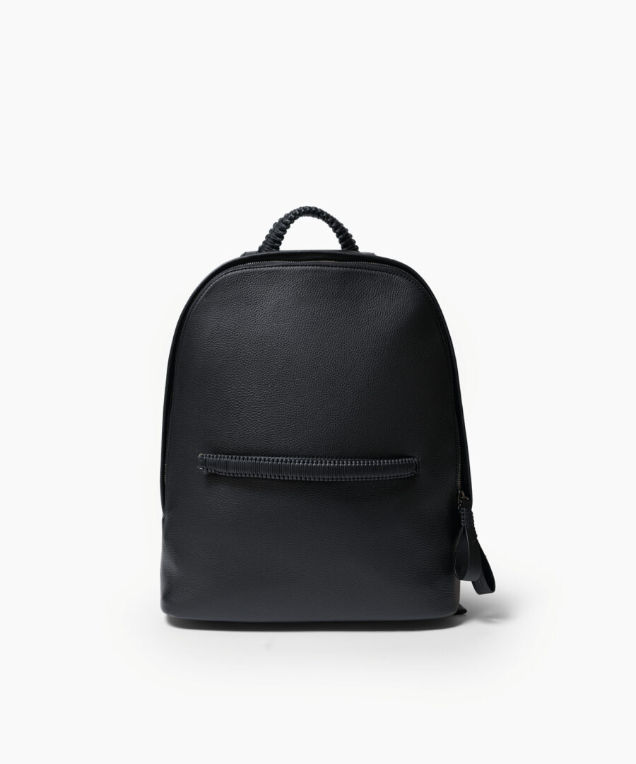 Aries Backpack in Black Grained Leather